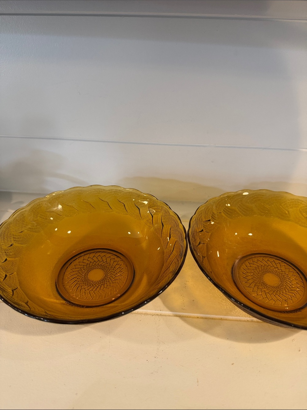 Firna Vintage Amber Glass Decorative Bowls - Set of 2